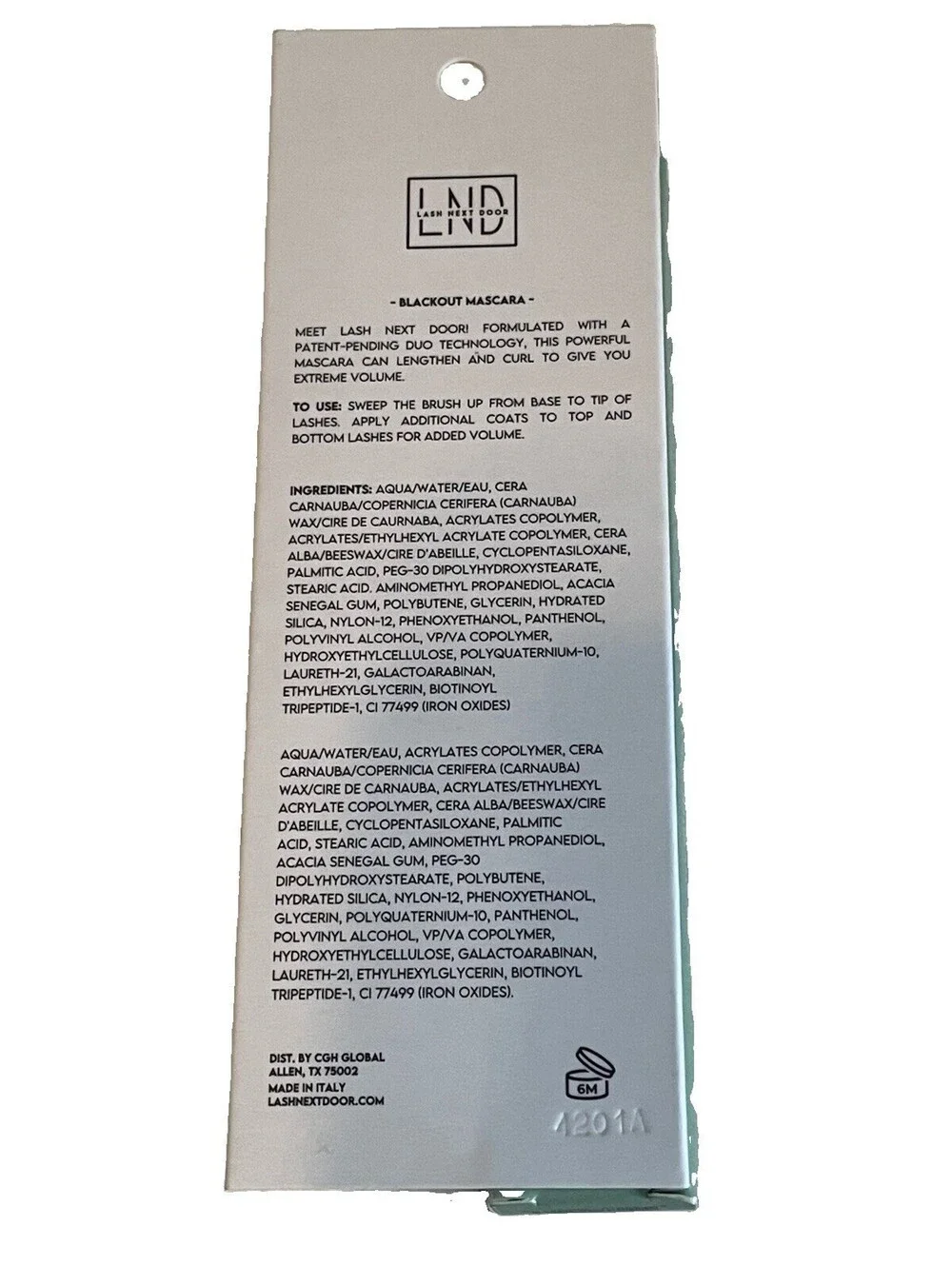 Blackout Waterproof Mascara Volumizing Paraben Free Clump Free 3D Lash Next Door
